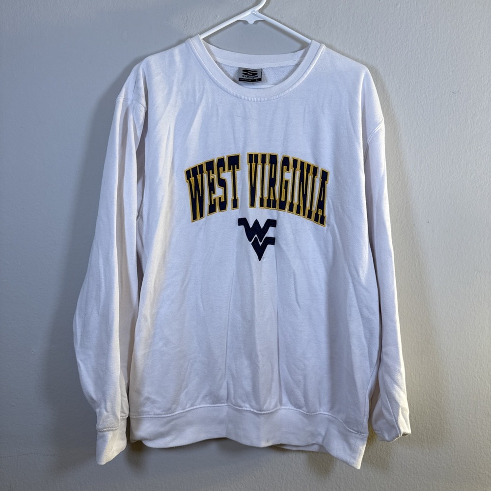 Vintage Stadium NCAA West Virginia‎ Mountaineers Crewneck Sweater Sz Large Stain